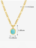 Collar minimalista de corazón turquesa de acero titanio