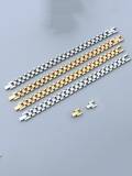 Pulsera de eslabones vintage geométricos de acero inoxidable 316L de titanio con revestimiento electroforético resistente al agua