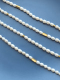 Collar vintage geométrico de perlas de agua dulce de acero titanio