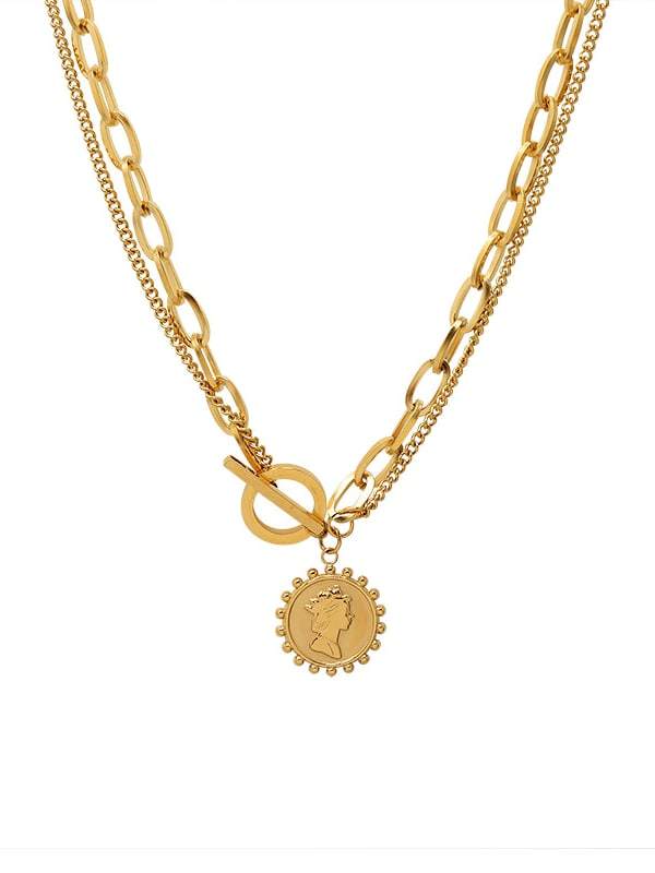 Titanio Acero inoxidable 316L Collar geométrico vintage de varias hebras con revestimiento electroforético resistente al agua