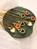 Collar vintage de corazón de concha de acero de titanio