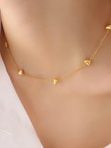 Conjunto de collar y pulsera de corazón minimalista de acero titanio