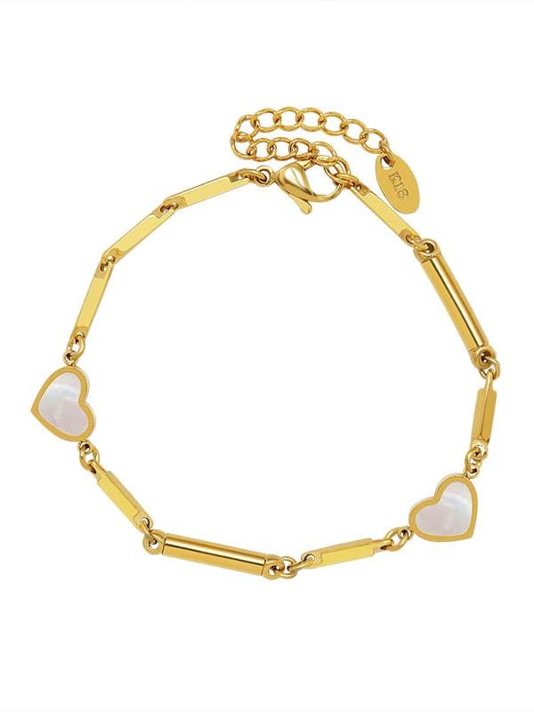 Brazalete vintage de corazón de concha de acero inoxidable 316L de titanio con revestimiento electroforético resistente al agua