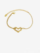 Pulsera de eslabones de hip hop con corazón de acero de titanio