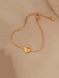 Pulsera de eslabones vintage geométricos de acero inoxidable 316L de titanio con revestimiento electroforético resistente al agua