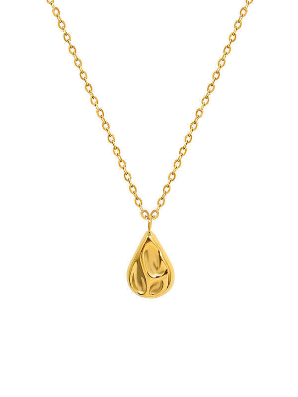 Collar de gota de agua irregular minimalista de acero inoxidable 316L de titanio con revestimiento electrónico resistente al agua