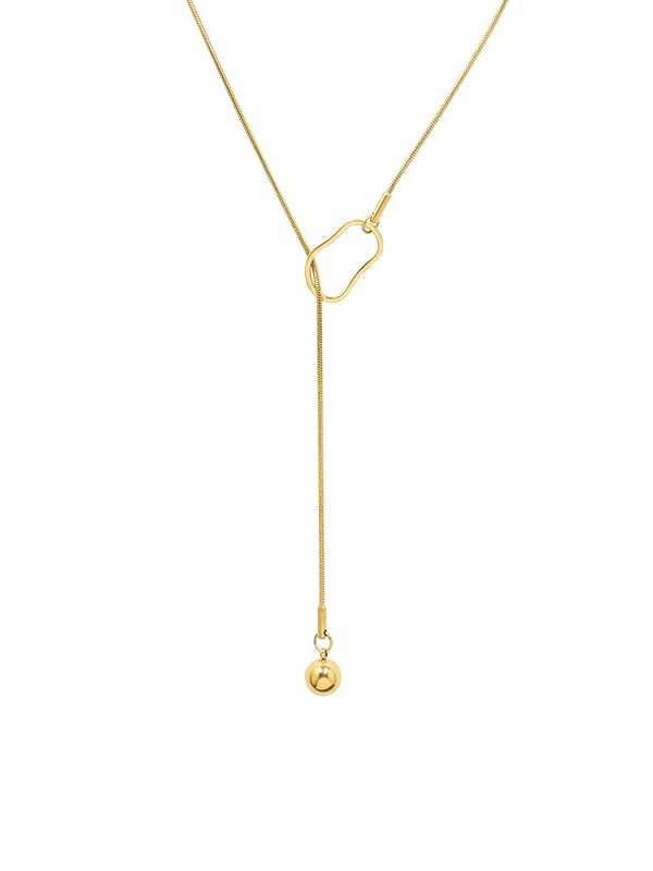 Collar de lazo minimalista con borla de acero inoxidable 316L de titanio con revestimiento electroforético resistente al agua