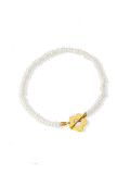 Conjunto de pulsera y collar de flores minimalistas de perlas de imitación de acero de titanio