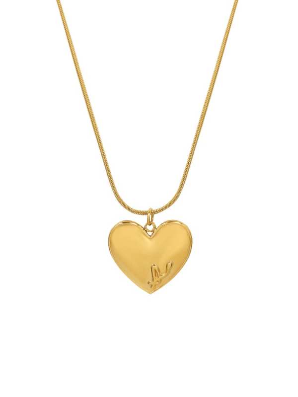 Collar minimalista con letra de corazón de acero inoxidable 316L de titanio con revestimiento electrónico resistente al agua