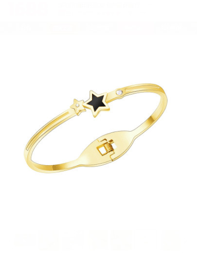 Brazalete de banda minimalista de estrella de esmalte de acero de titanio