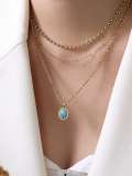 Collar minimalista de corazón turquesa de acero titanio