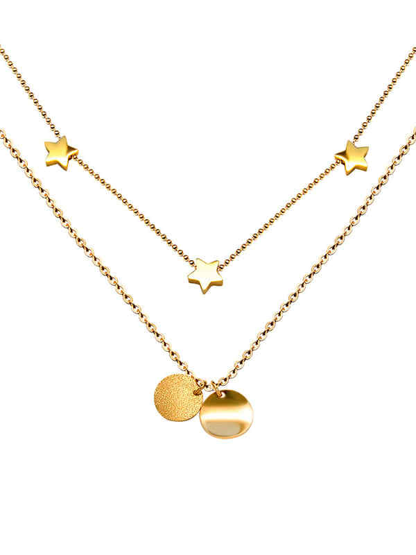 Collar minimalista geométrico de múltiples hebras de acero inoxidable 316L de titanio con revestimiento electroforético resistente al agua