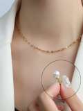 Juego de collar y aretes redondos minimalistas de perla de imitación de acero inoxidable 316L de titanio con revestimiento electrónico resistente al agua