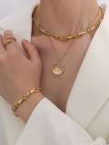 Conjunto de collar y brazalete irregular de hip hop de acero titanio