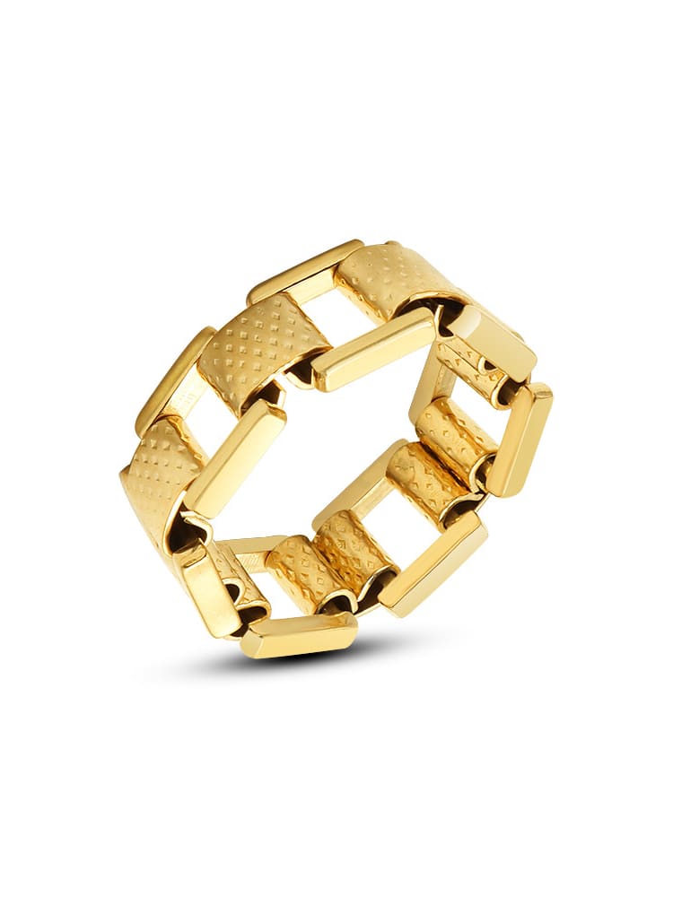 Anillo de banda de hip hop geométrico de acero de titanio