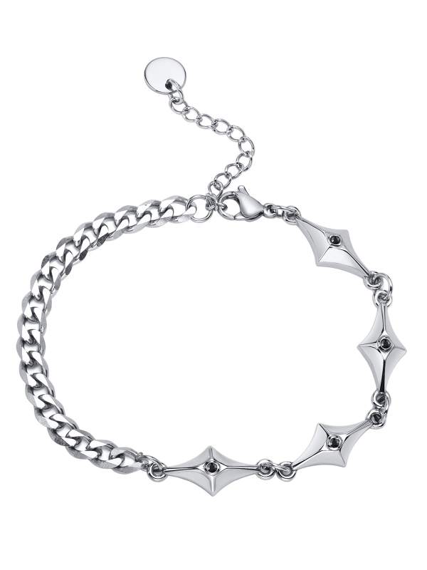 Pulsera de cadena asimétrica Hip Hop de acero inoxidable