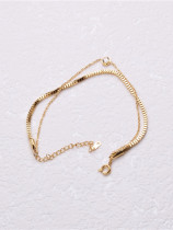 Titanio con pulseras de cadena de doble capa simplistas chapadas en oro