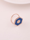 Anillo geométrico individual con pegamento azul titanio