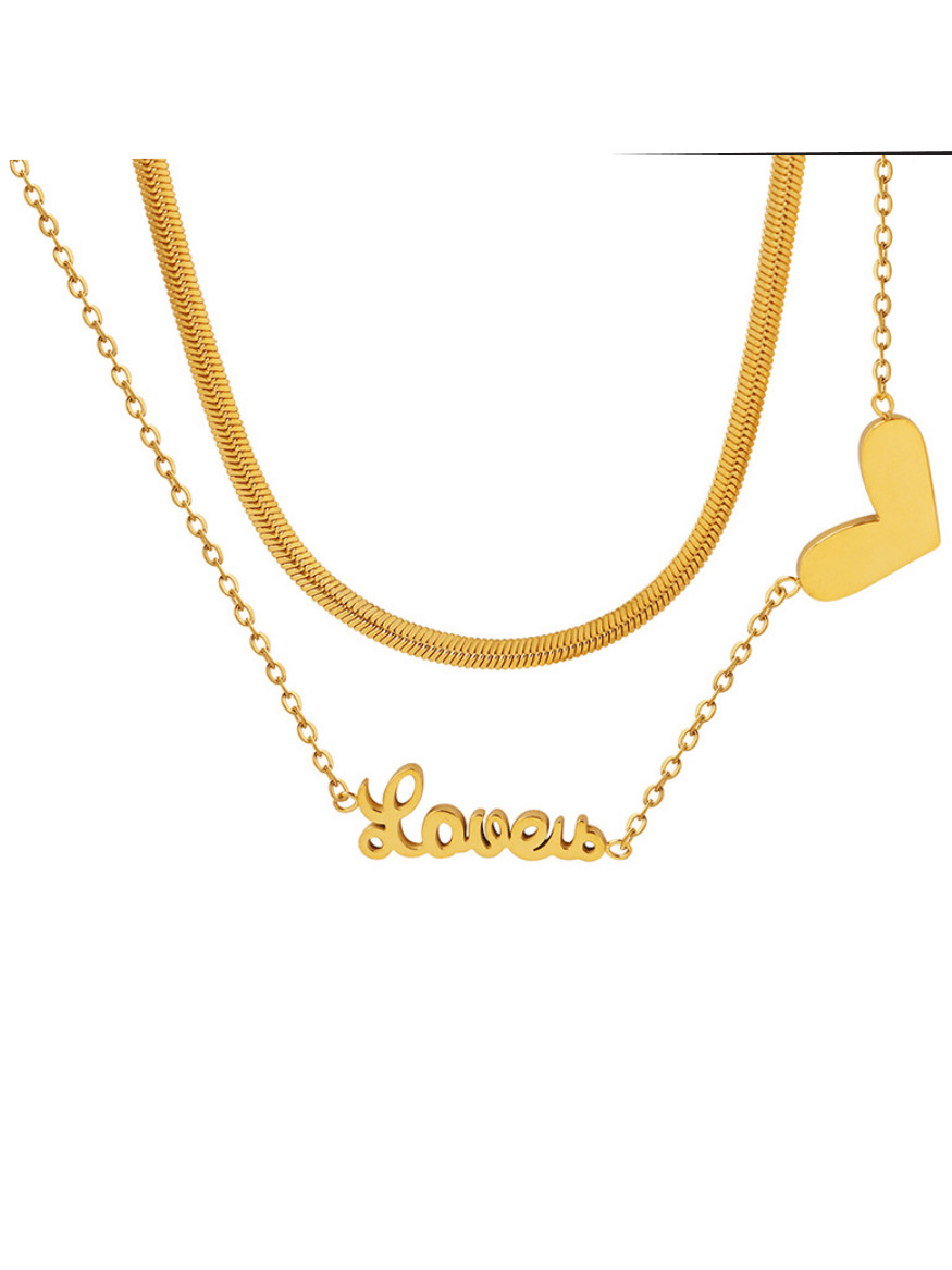 Collar minimalista de múltiples hilos con corazón de acero de titanio