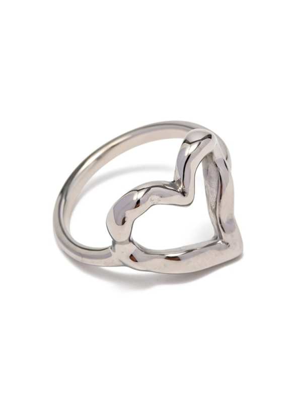 Anillo de banda minimalista de corazón de acero inoxidable