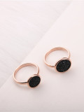 Anillo Simple Redondo Piedra Negra