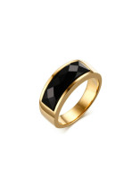 Anillo de banda minimalista geométrico cornalina de acero inoxidable