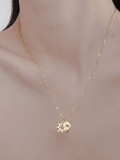 Collar simple de acero inoxidable con disco de estrella hueca