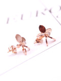 Pendientes de botón de diamantes de imitación de flor de titanio