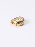 Titanio con anillos de banda de venas geométricas de moda chapado en oro