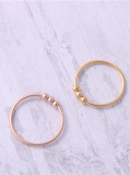 Titanio con anillos Midi redondos simplistas chapados en oro rosa
