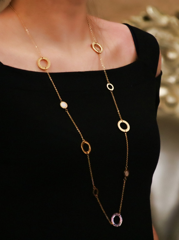 Titanio con collares de poder redondos simplistas chapados en oro rosa