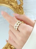 A437 Gold White Oil Drop Ring
