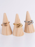 Anillo apilable minimalista irregular de circonita cúbica de acero inoxidable