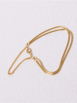 Titanio con pulseras simplistas de hueso de serpiente de doble capa chapadas en oro