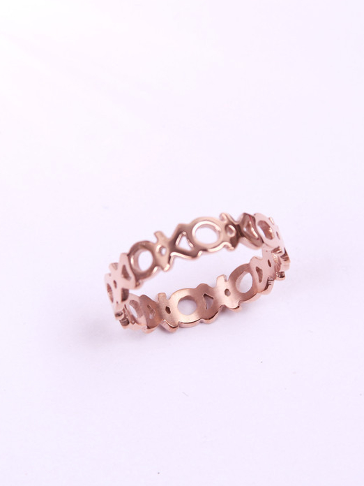 Anillo hueco EXO chapado en oro rosa