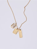 Titanio con collares colgantes cuadrados simplistas chapados en oro