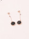 Aretes colgantes redondos de ágata negra de estilo simple