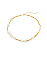Collar vintage geométrico de perlas de imitación de acero inoxidable