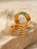 Anillo de banda vintage irregular de acero inoxidable
