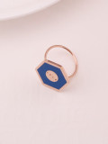 Anillo geométrico individual con pegamento azul titanio