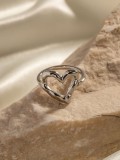 Anillo de banda minimalista de corazón de acero inoxidable