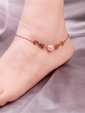 Tobillera de titanio con perlas artificiales de moda encantadora