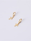 Pendientes de clip de titanio con cruz simplista chapada en oro
