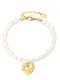 Pulsera de acero inoxidable con cuentas de corazón de perlas de agua dulce