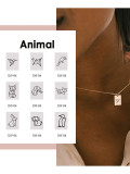 Collar de animales con letras minimalistas irregulares de acero inoxidable
