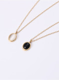 Titanio con collares ovalados simplistas chapados en oro