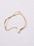 Titanio con pulseras de cadena de doble capa simplistas chapadas en oro