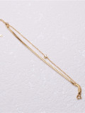 Titanio con pulseras de cadena de doble capa simplistas chapadas en oro