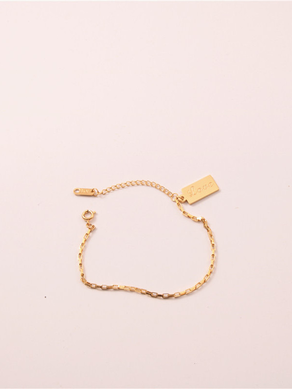 Titanio con pulseras cuadradas simplistas chapadas en oro