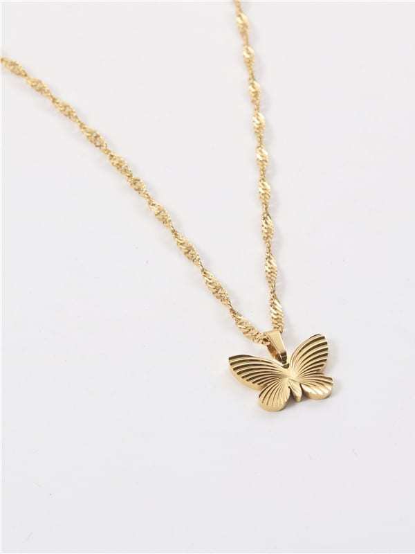 Collar vintage de mariposa de acero de titanio